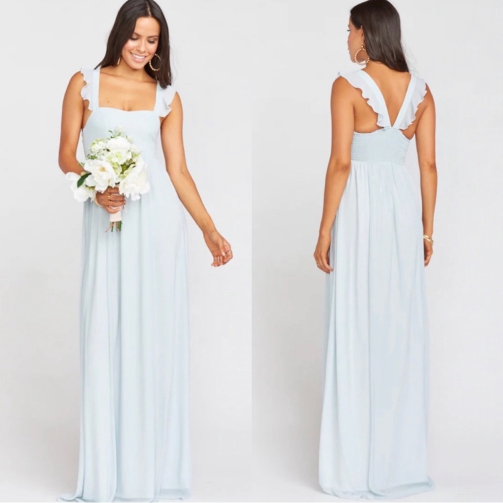 Icy blue bridesmaid dress